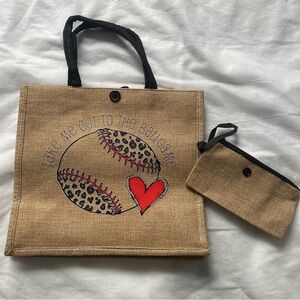 Baseball Themed Tote and Pouch Set, NWOT